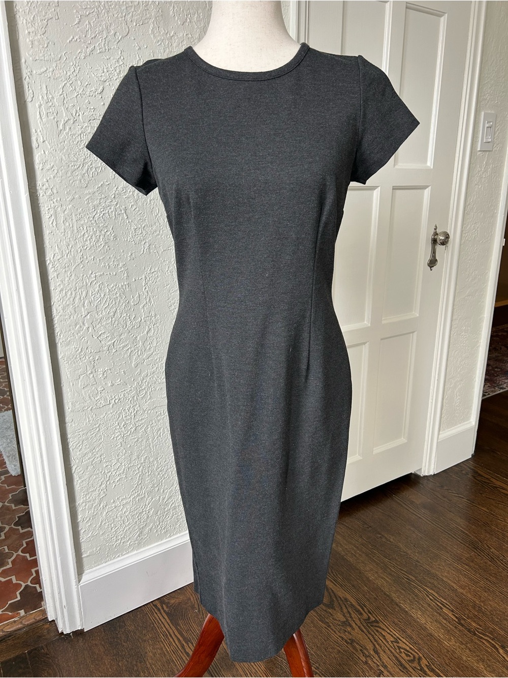 Ann Taylor Charcoal Gray Midi Sheath Dress